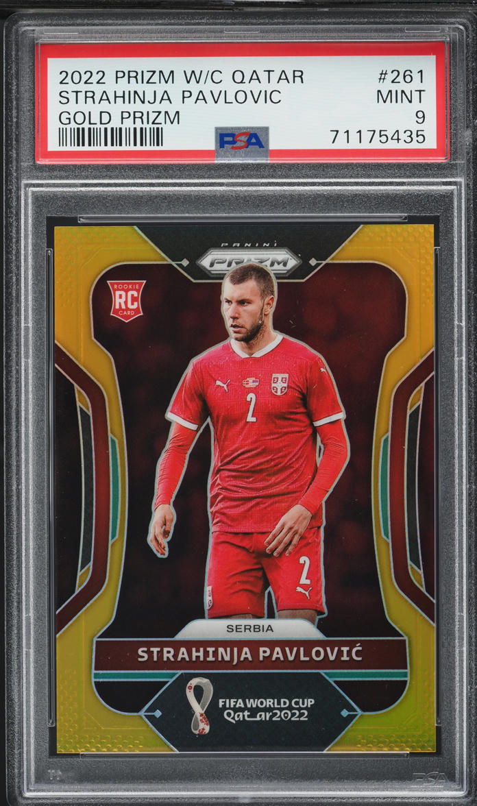 2022 Panini Prizm World Cup Qatar Gold Strahinja Pavlovic ROOKIE /10 #261 PSA 9 MINT