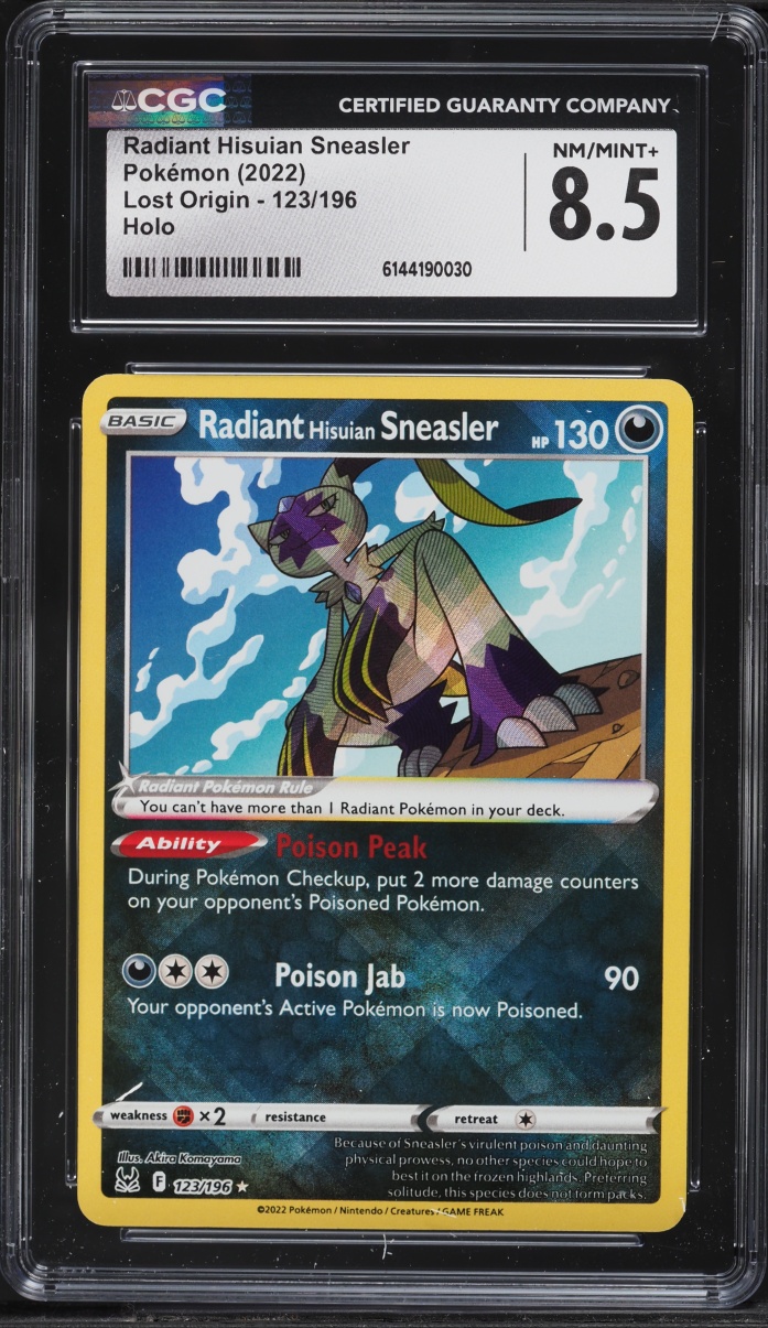 2022 Pokemon Sword & Shield Lost Origin Holo Radiant Hisuian Sneasler #123 CGC 8.5 NM-MT+