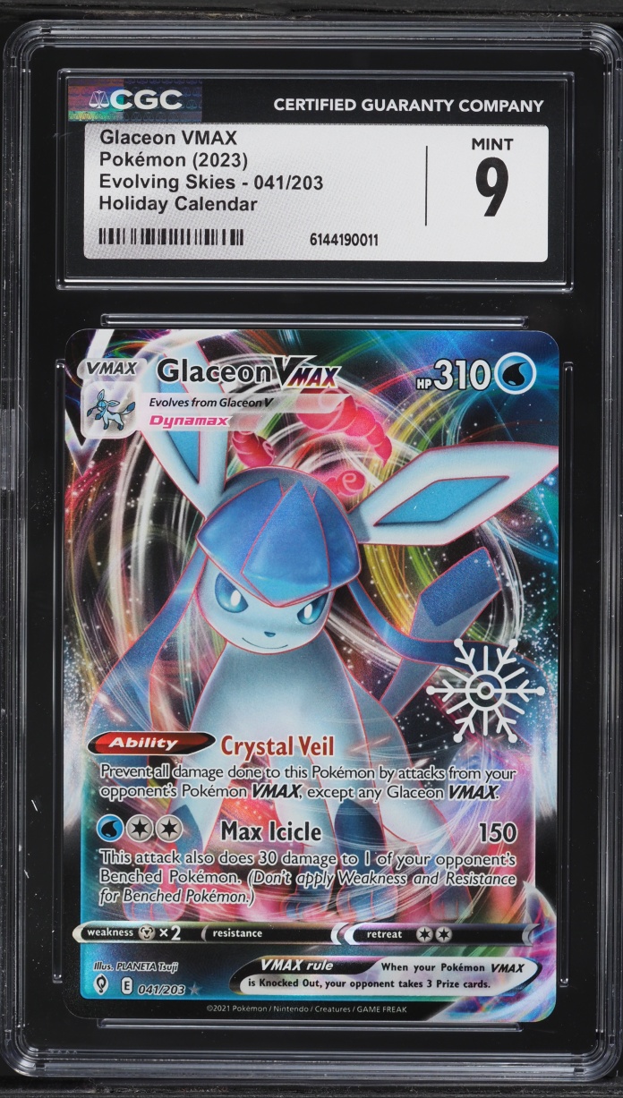 2023 Pokemon SWSH Evolving Skies Holiday Callendar Full Art Glaceon VMAX #41 CGC 9 MINT