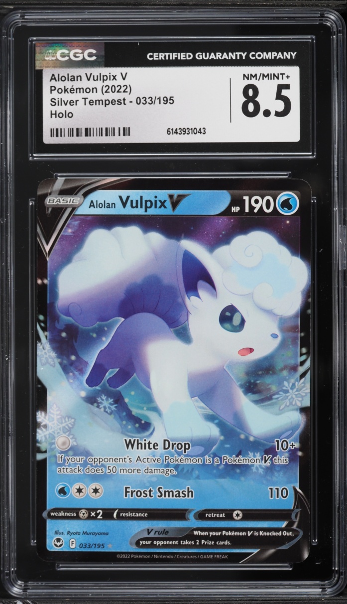 2022 Pokemon Sword & Shield Silver Tempest Alolan Vulpix V #33 CGC 8.5 NM-MT+
