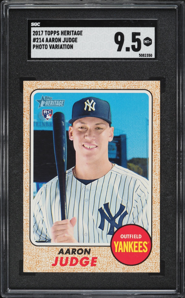 2017 Topps Heritage Photo Variation Aaron Judge ROOKIE #214 SGC 9.5 MINT+