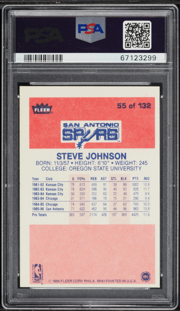 1986 Fleer Basketball Steve Johnson #55 PSA 5 EX