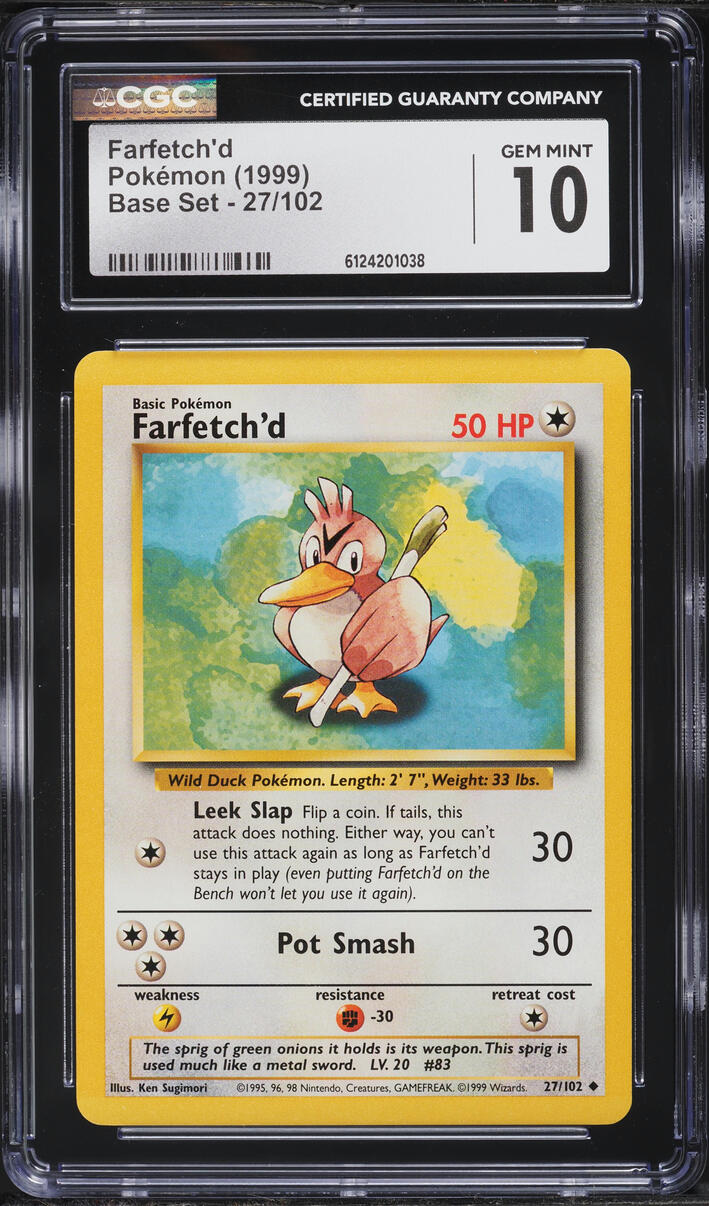 1999 Pokemon Base Set Farfetch'd #27 CGC 10 GEM MINT