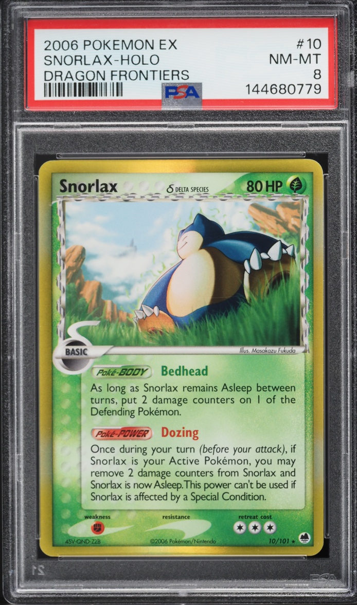 2006 Pokemon EX Dragon Frontiers Holo Snorlax #10 PSA 8 NM-MT