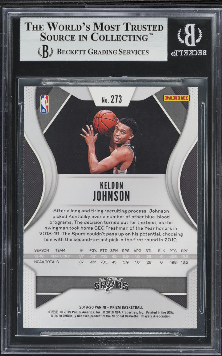 2019 Panini Prizm Keldon Johnson ROOKIE #273 BGS 9 MINT