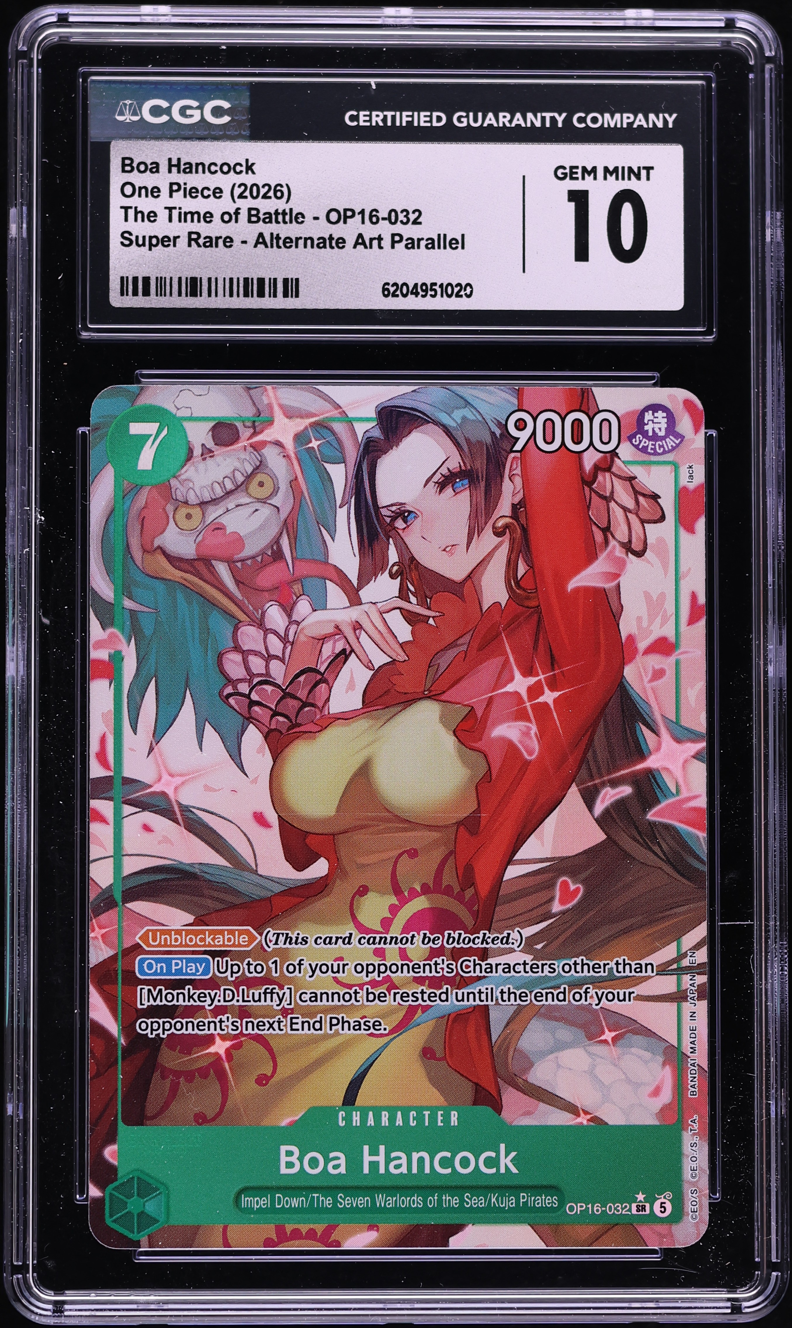 2026 One Piece The Time Of Battle SR Alt Art Boa Hancock #OP16-032 CGC 10 GEM MINT