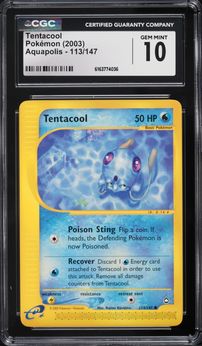 2003 Pokemon Aquapolis Tentacool #113 CGC 10 GEM MINT