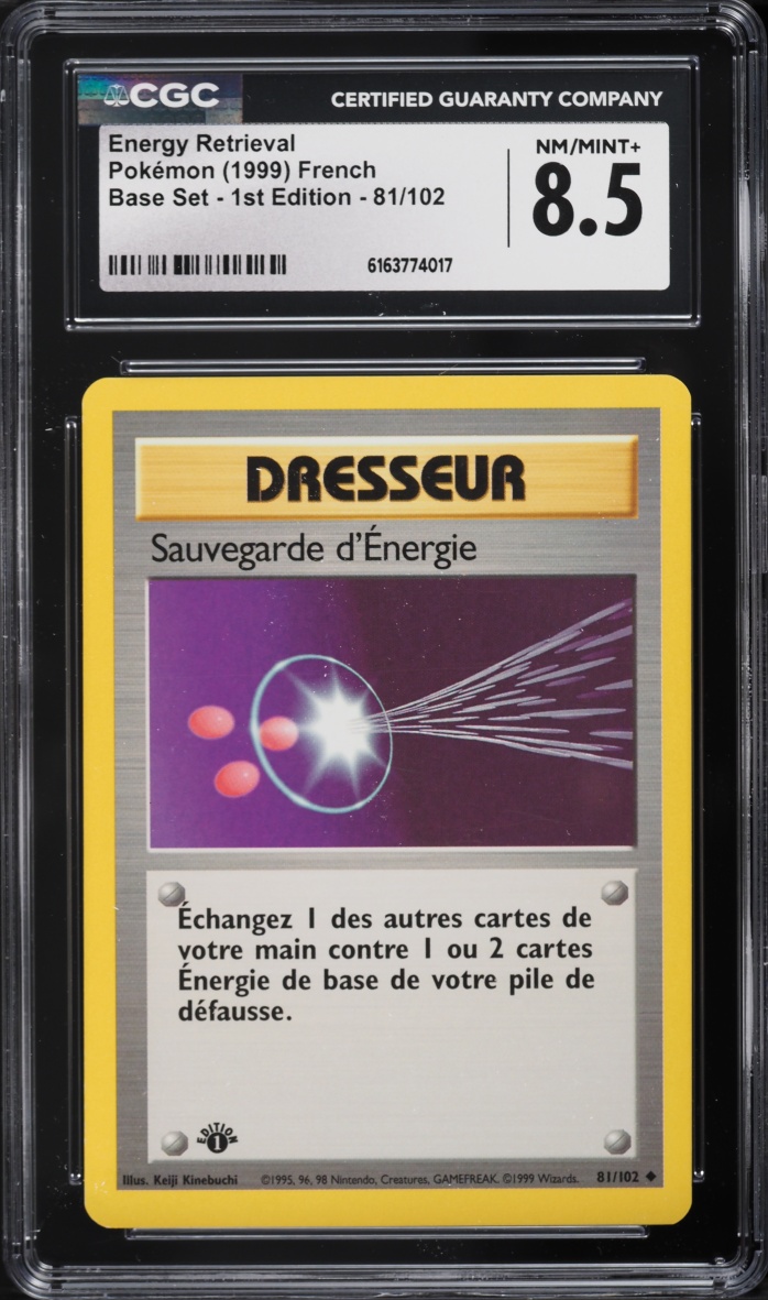 1999 Pokemon French Base Set 1st Edition Energy Retrieval #81 CGC 8.5 NM-MT+