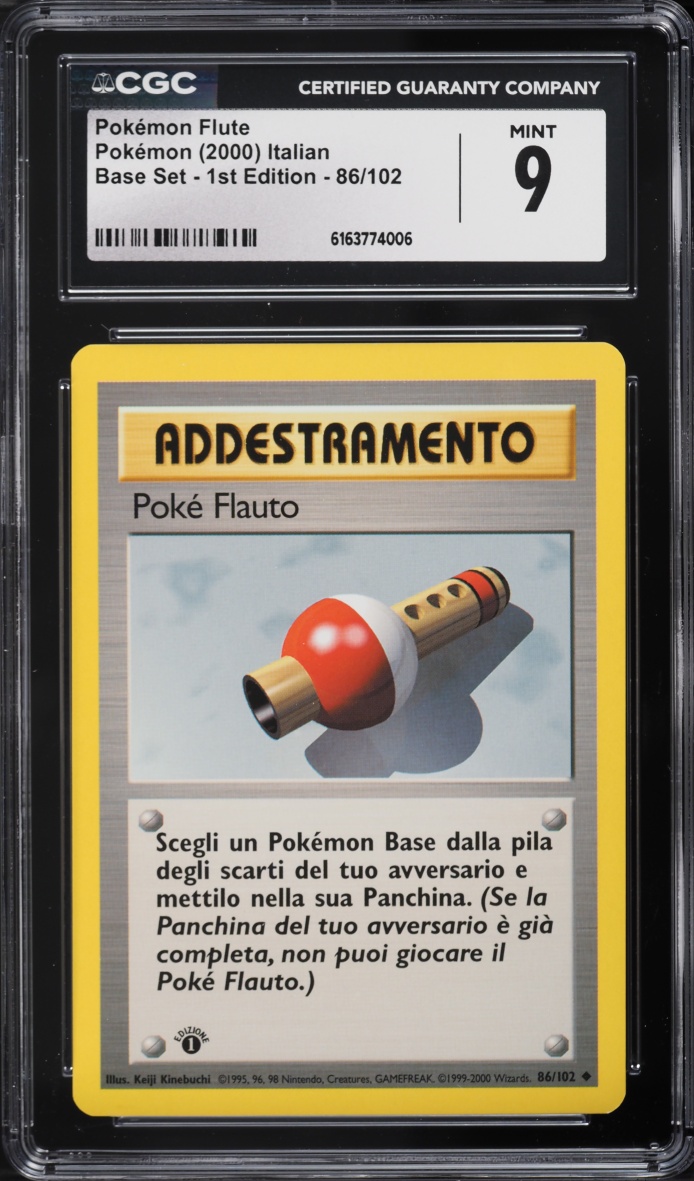 2000 Pokemon Italian Base Set 1st Edition Pokemon Flute #86 CGC 9 MINT