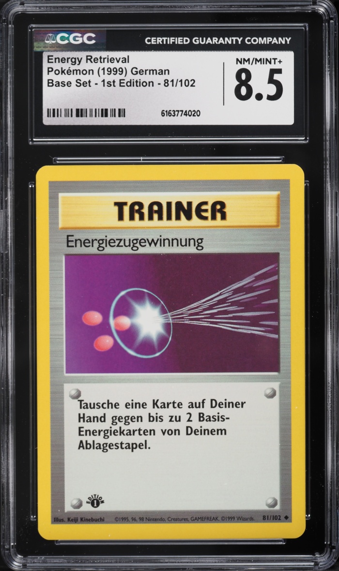 1999 Pokemon German Base Set 1st Edition Energy Retrieval #81 CGC 8.5 NM-MT+