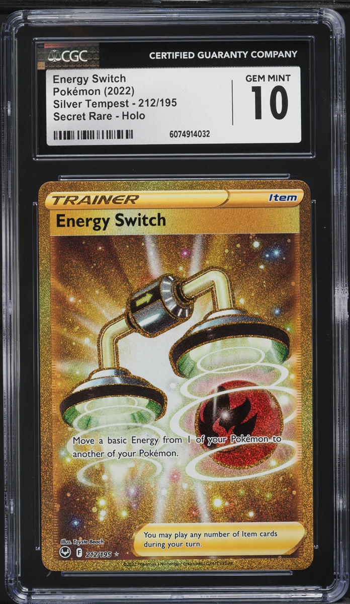 2022 Pokemon SWSH Silver Tempest Gold Rare Energy Switch #212 CGC 10 GEM MINT