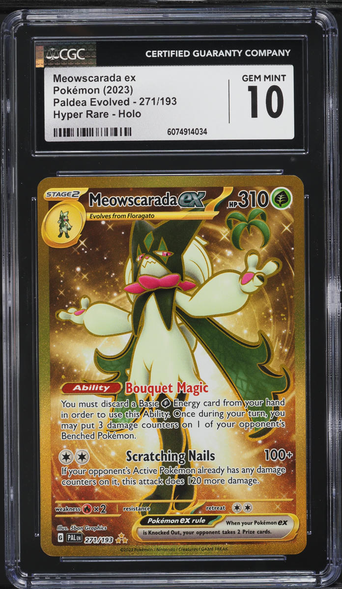 2023 Pokemon SV Paldea Evolved Gold Rare Meowscarada ex #271 CGC 10 GEM MINT