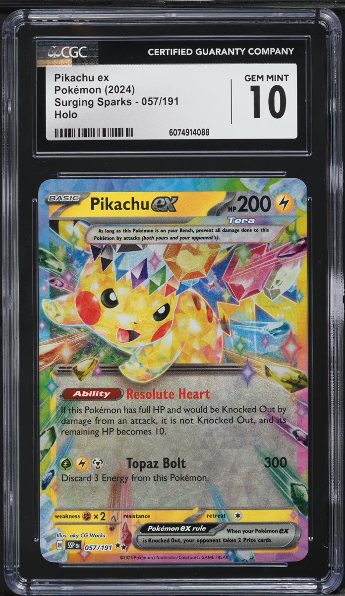 2024 Pokemon Scarlet & Violet Surging Sparks Pikachu ex #57 CGC 10 GEM MINT
