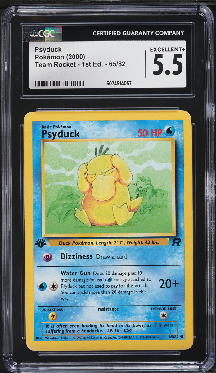2000 Pokemon Team Rocket 1st Edition Psyduck #65 CGC 5.5 EX+