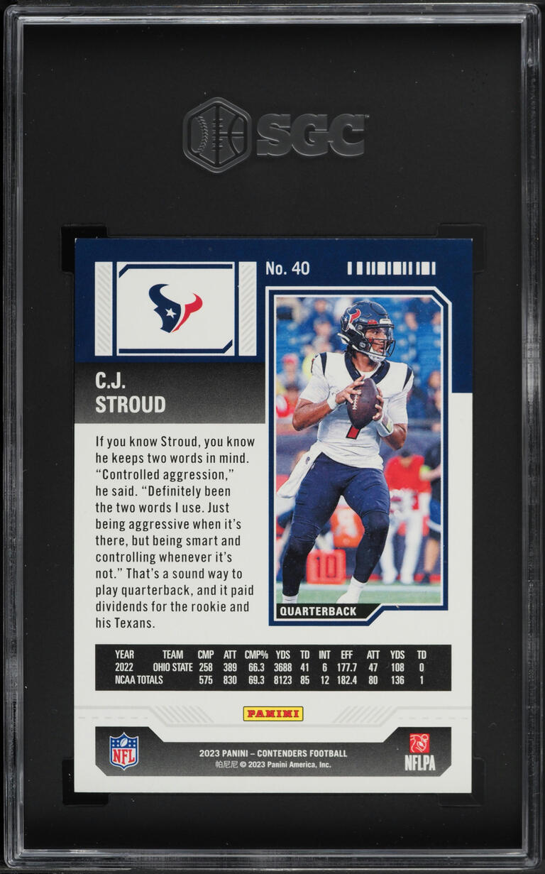 2023 Panini Contenders Red Game Ticket CJ Stroud ROOKIE #40 SGC 8.5 NM-MT+