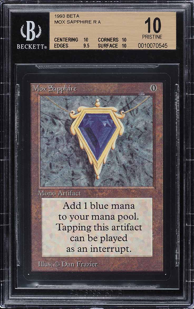 1993 Magic The Gathering MTG Beta Mox Sapphire R A BGS 10 PRISTINE