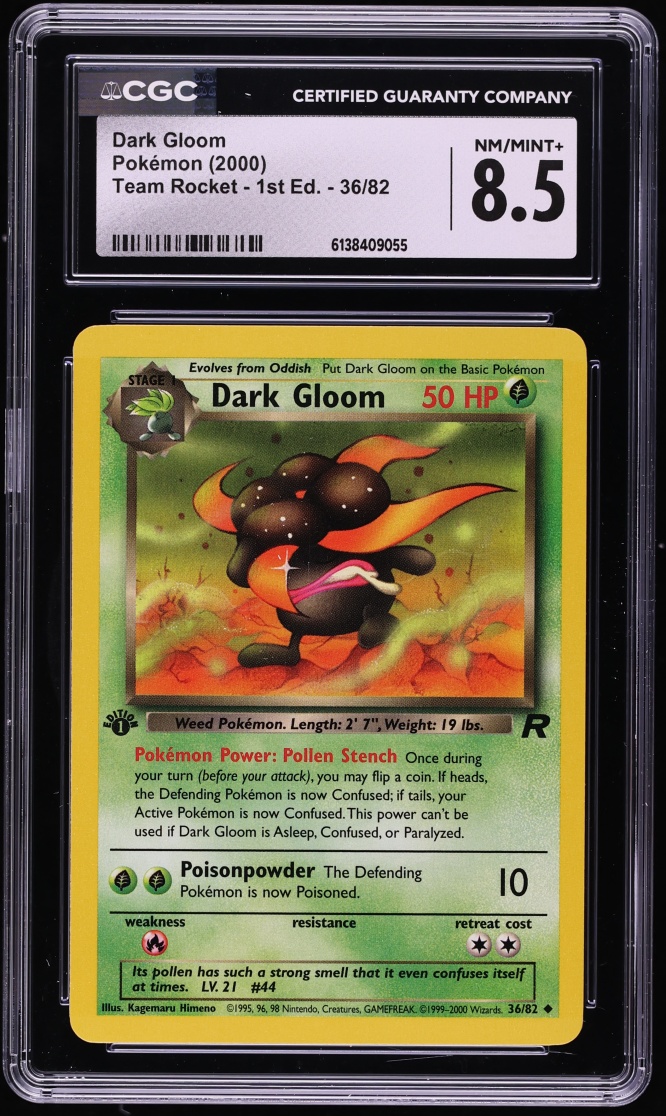 2000 Pokemon Team Rocket 1st Edition Dark Gloom #36 CGC 8.5 NM-MT+