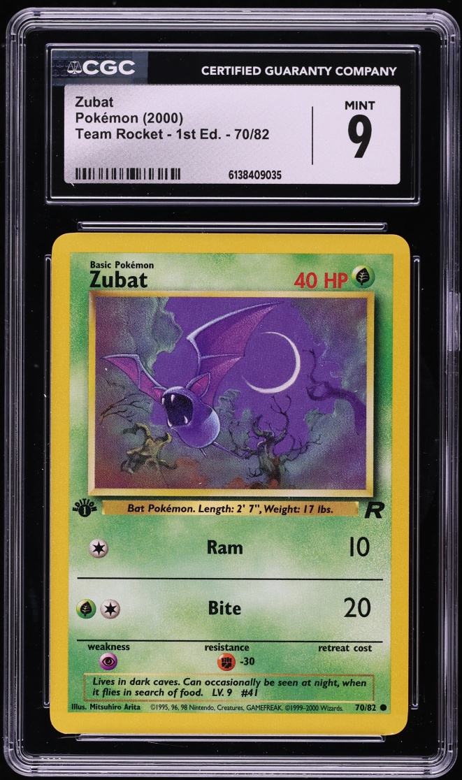 2000 Pokemon Team Rocket 1st Edition Zubat #70 CGC 9 MINT