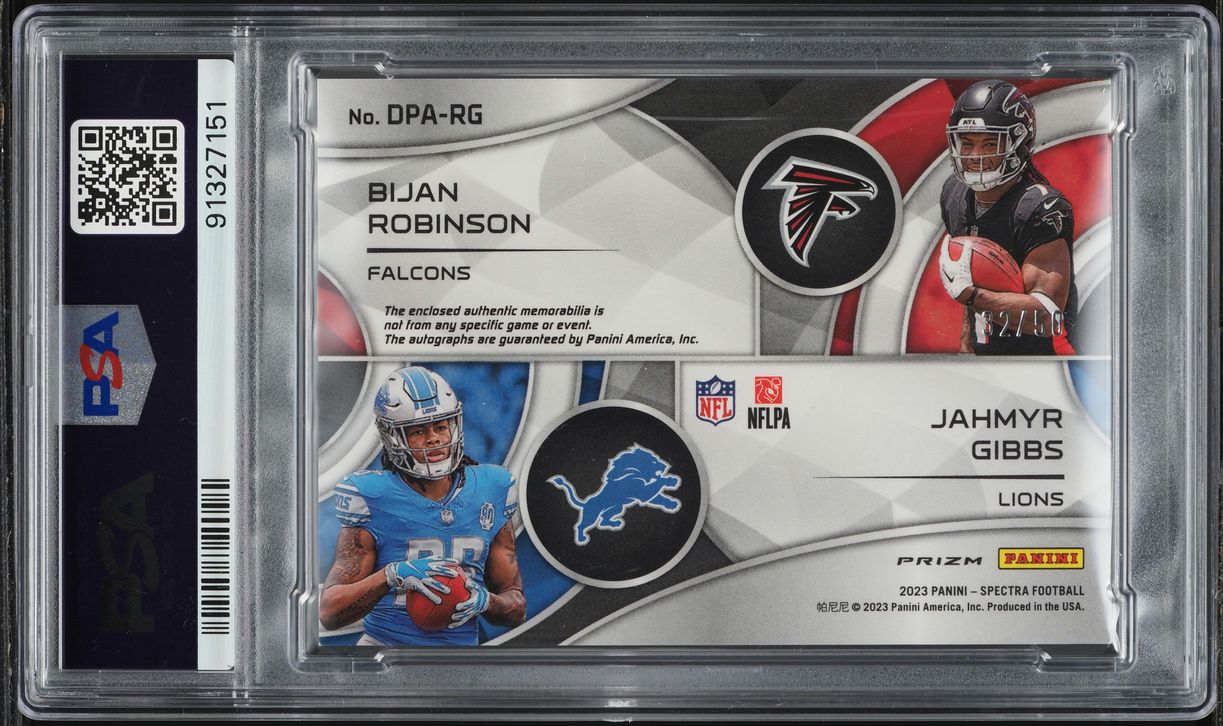 【PSA10】Panini Prizm 2022 Auto ヌートバー RC 2023 Panini Spectra Hyper Bijan Robinson & Jahmyr Gibbs RC
