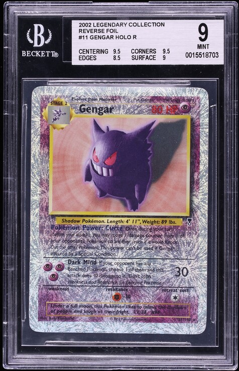 2002 Pokemon Legendary Collection Reverse Holo Gengar #11 BGS 9 MINT
