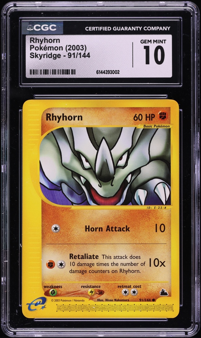 2003 Pokemon Skyridge Rhyhorn #91 CGC 10 GEM MINT