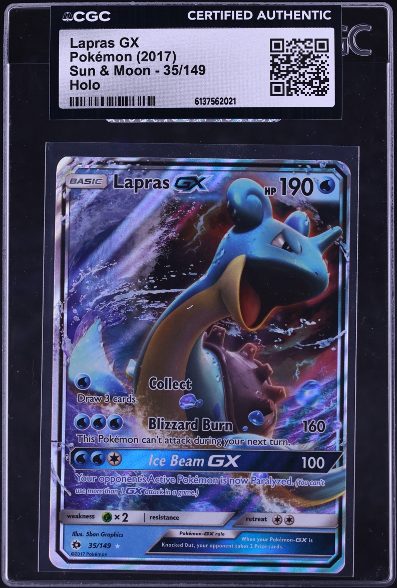 2017 Pokemon Sun & Moon Holo Lapras GX #35 CGC AUTH