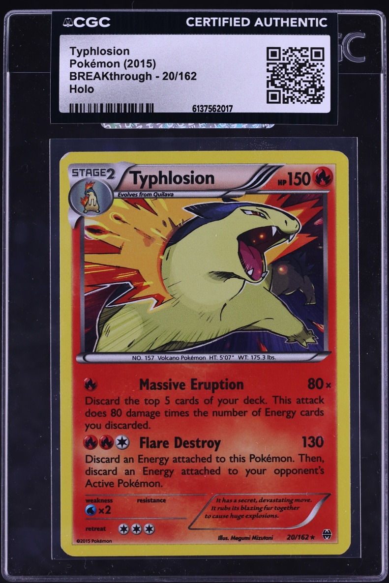 2015 Pokemon XY BREAKthrough Holo Typhlosion #20 CGC AUTH