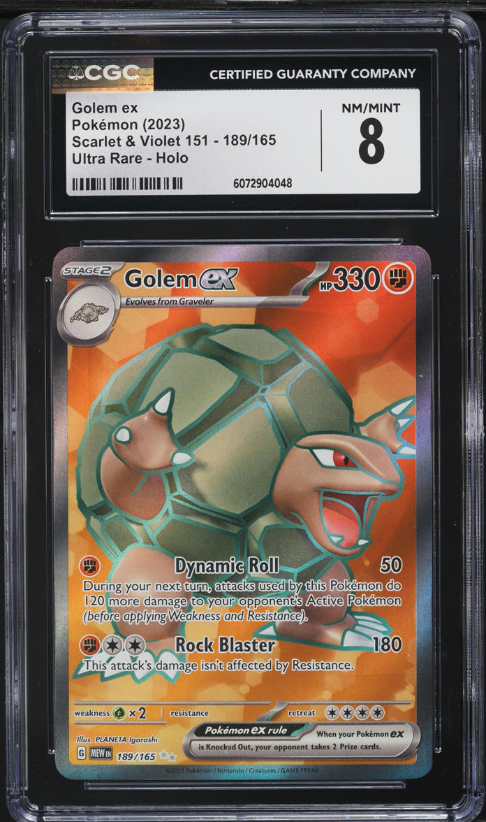 2023 Pokemon Scarlet & Violet 151 Full Art Golem ex #189 CGC 8 NM-MT