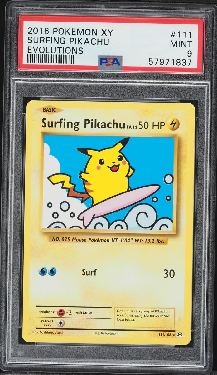 2016 Pokemon XY Evolutions Surfing Pikachu #111 PSA 9 MINT