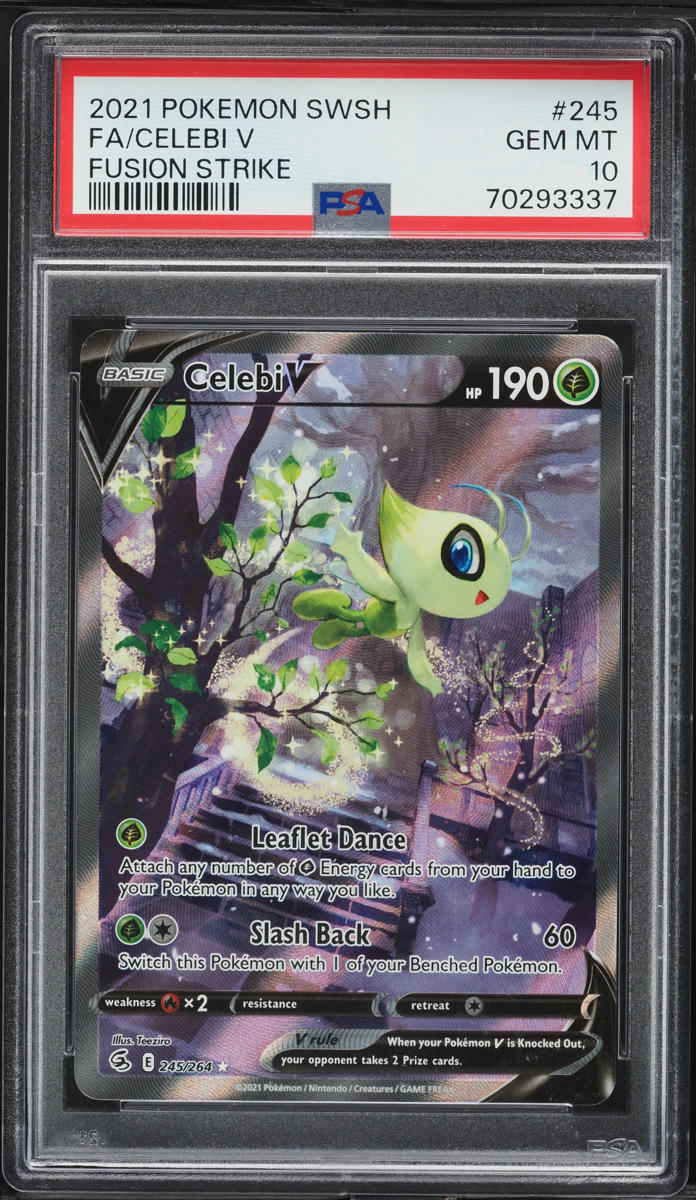 2021 Pokemon Sword & Shield Fusion Strike Full Art Celebi V #245 PSA 10 GEM MINT