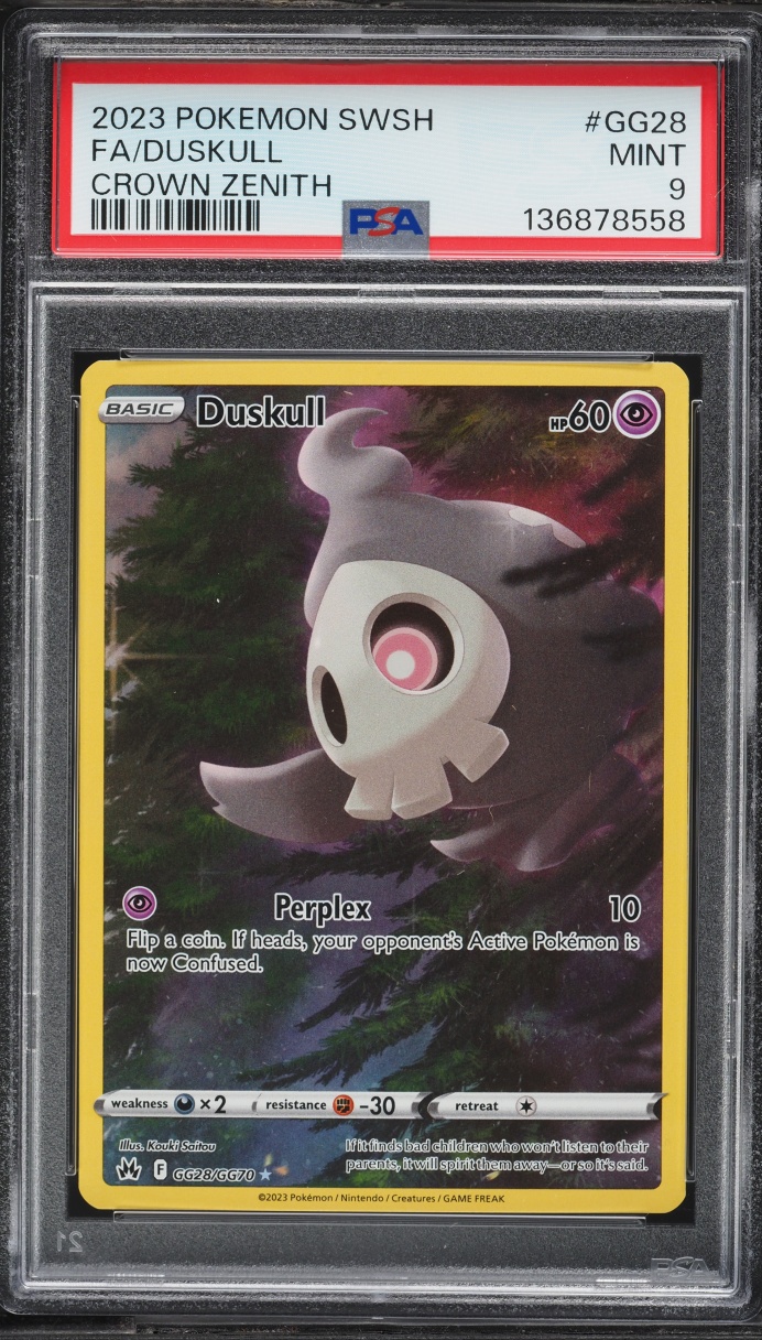 2023 Pokemon Sword & Shield Crown Zenith Full Art Duskull #GG28 PSA 9 MINT