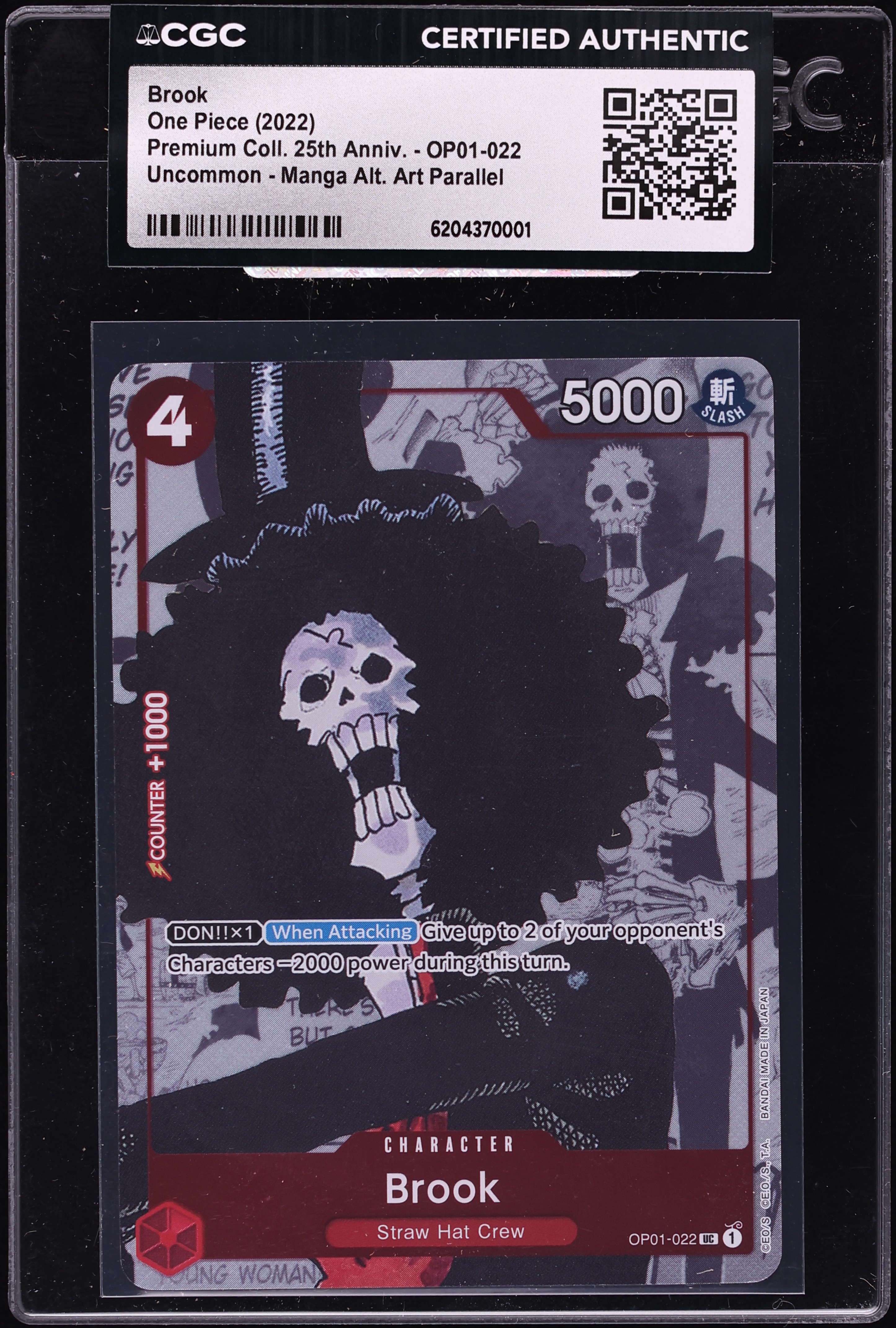 2022 One Piece Premium Collection 25th Anniversary Manga Art Brook #OP01-022 CGC AUTH