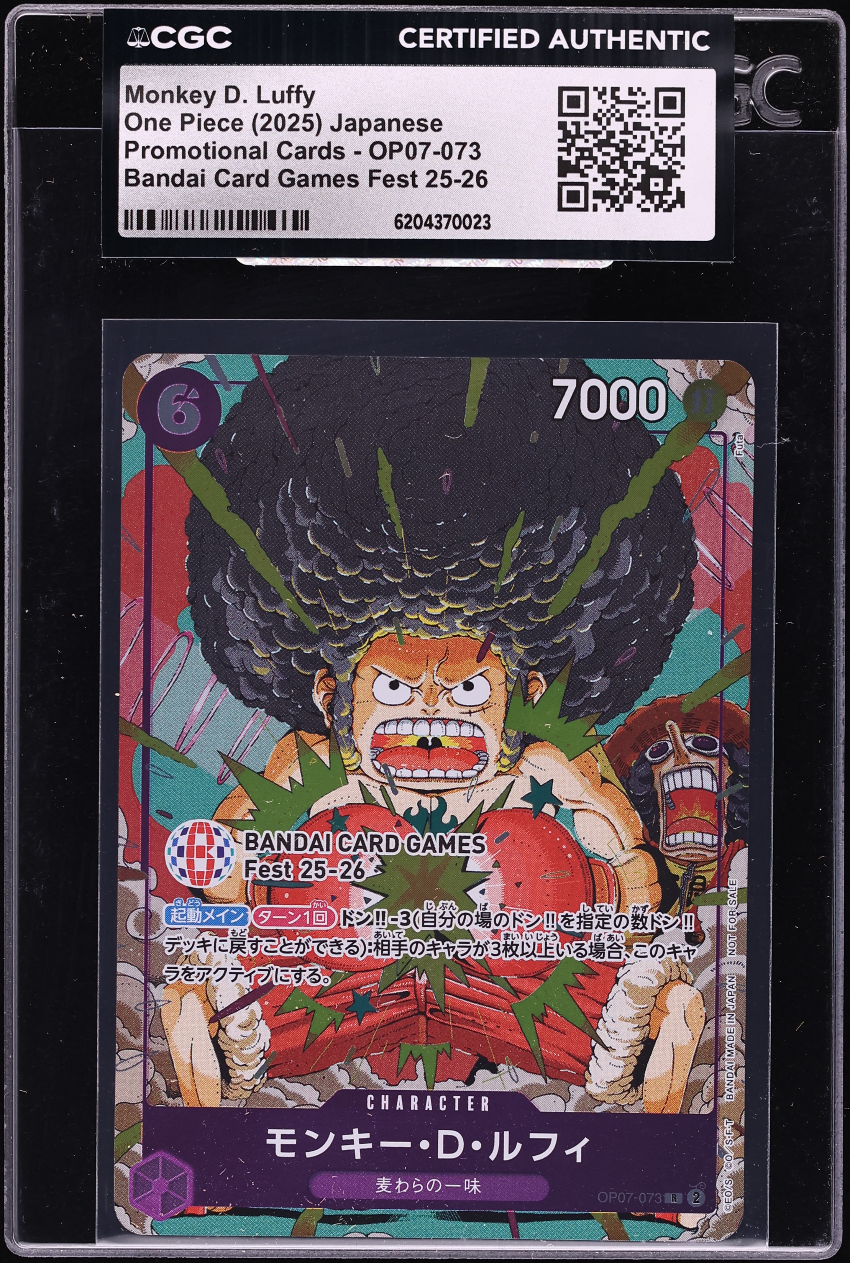 2025 One Piece Japanese Promo Bandai Games Fest Monkey D. Luffy #OP07-073 CGC AUTH