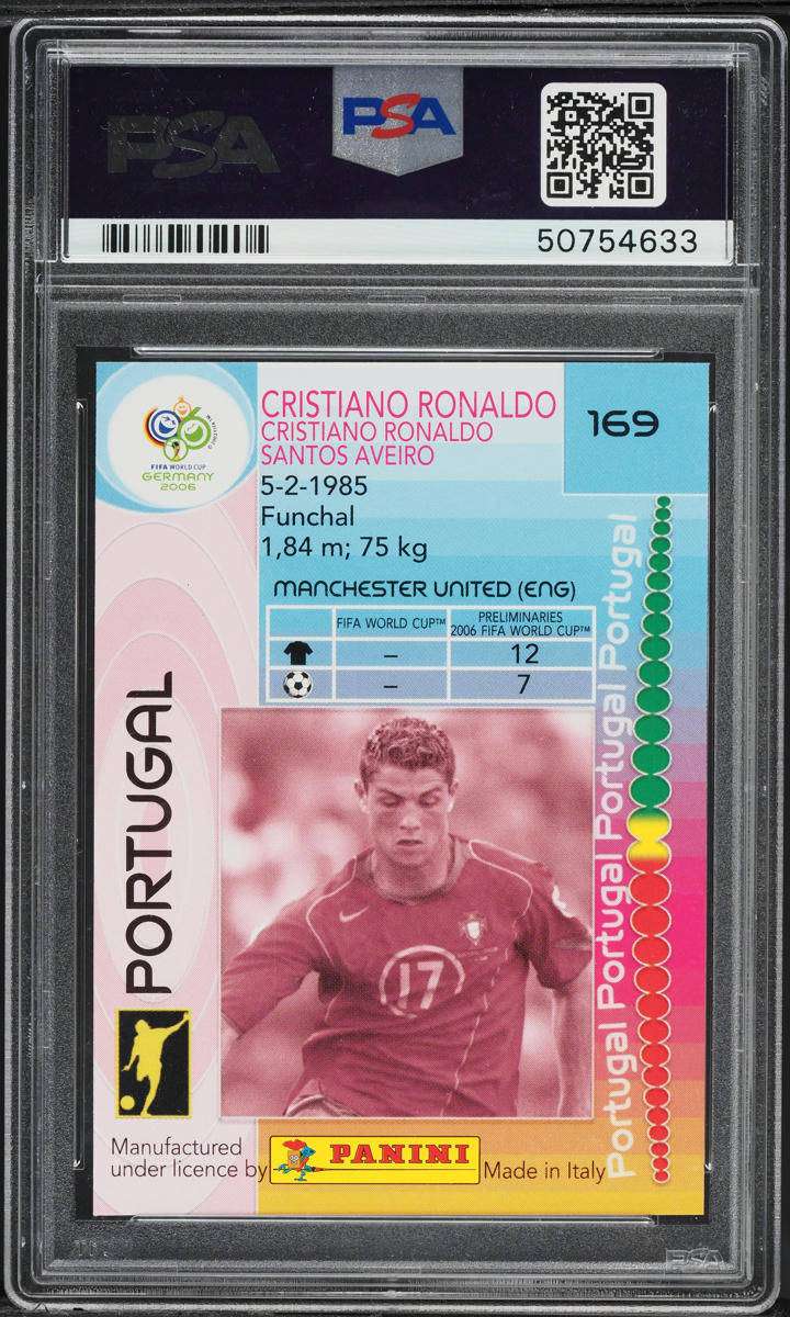 2006 Panini World Cup Germany Cristiano Ronaldo #169 PSA 10 GEM