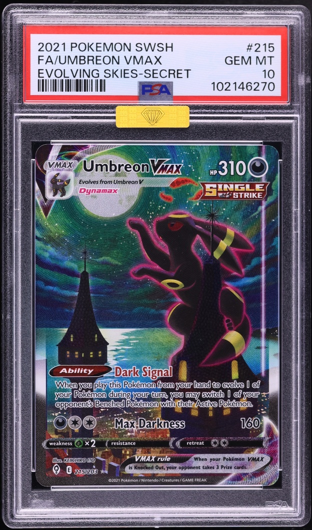 2021 Pokemon Sword & Shield Evolving Skies Alt Art Umbreon VMAX #215 MBA PSA 10 GEM MINT