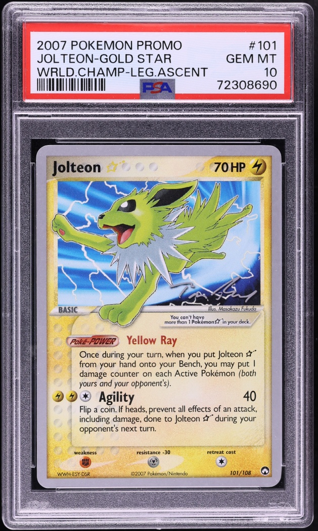2007 Pokemon World Championships Promo Legend Ascent Jolteon Gold Star #101 PSA 10 GEM MINT