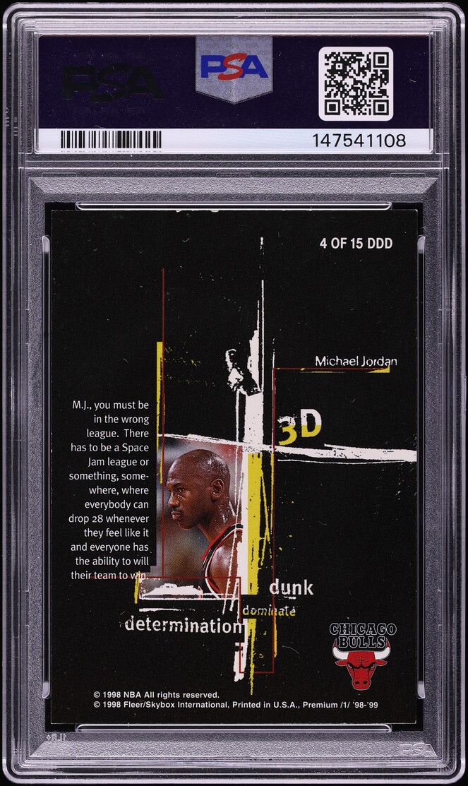 1998 Skybox Premium 3D's Michael Jordan #4 PSA 7 NRMT