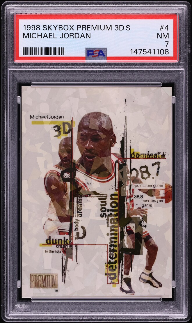 1998 Skybox Premium 3D's Michael Jordan #4 PSA 7 NRMT