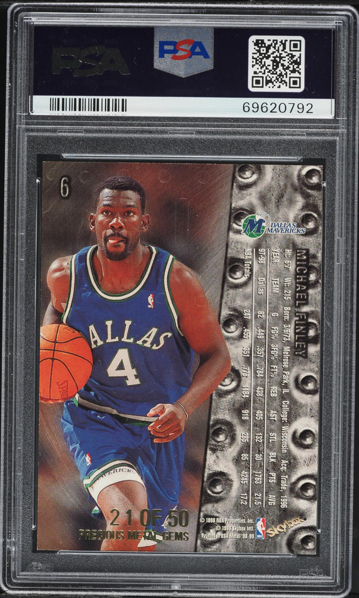 1998 Metal Universe Precious Metal Gems PMG Michael Finley /50 #6 PSA 8 NM-MT