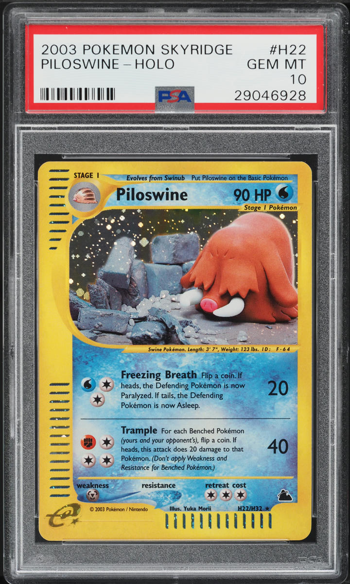 2003 Pokemon Skyridge Holo Piloswine #H22 PSA 10 GEM MINT