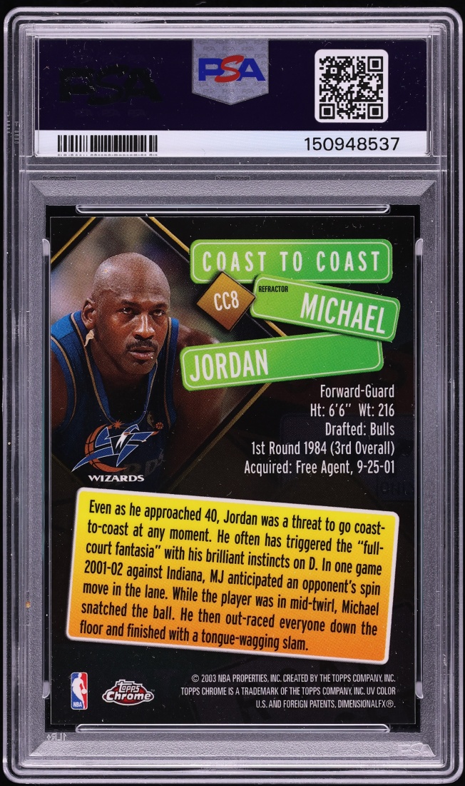 2002 Topps Chrome Coast To Coast Refractor Michael Jordan #CC8 PSA 10 GEM MINT