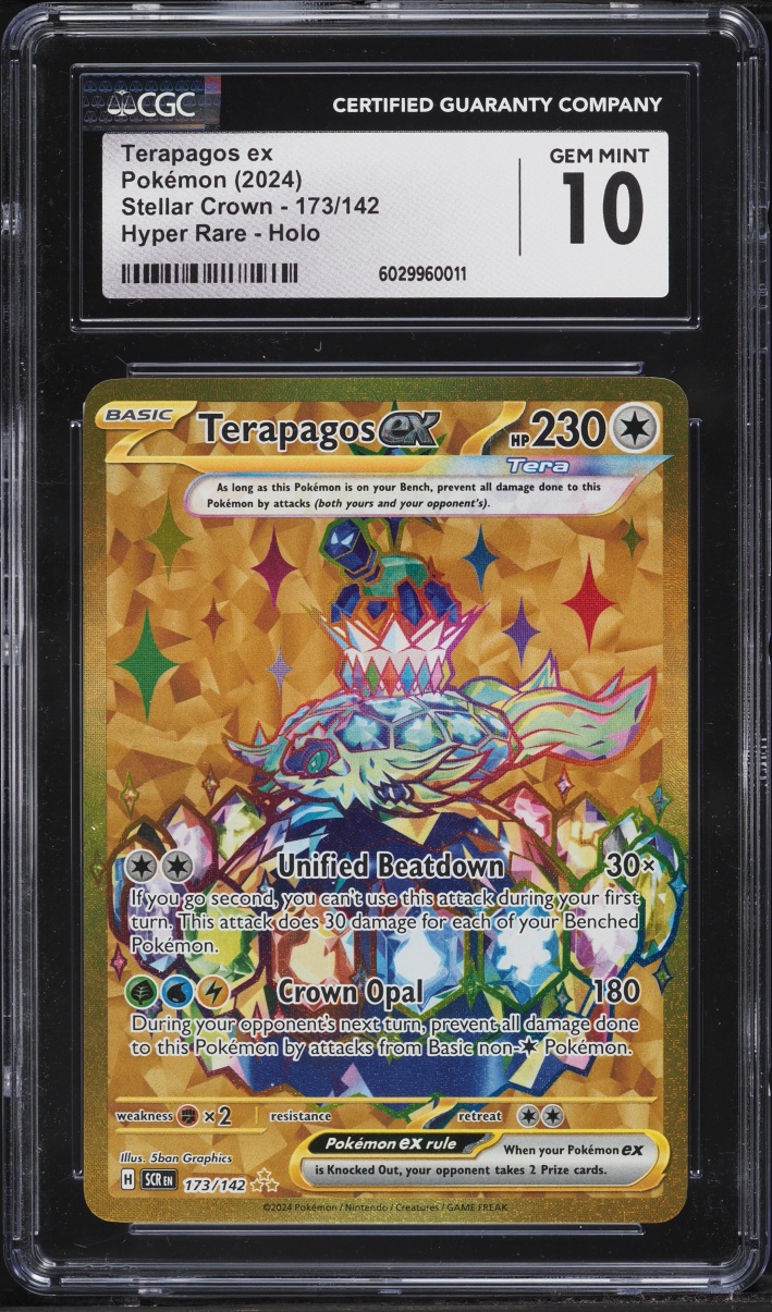 2024 Pokemon Scarlet & Violet Stellar Crown Gold Rare Terapagos EX #173 CGC 10 GEM MINT
