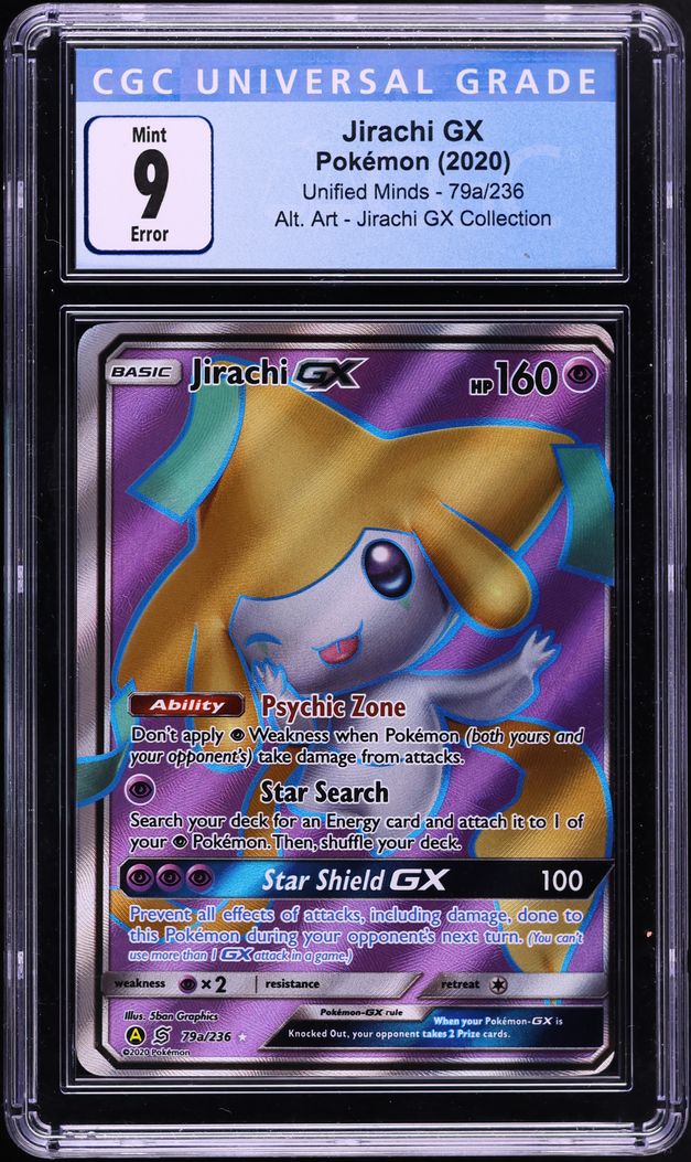 2020 Pokemon Sun & Moon Unified Minds Collection Full Art Jirachi GX #79a CGC 9 MINT