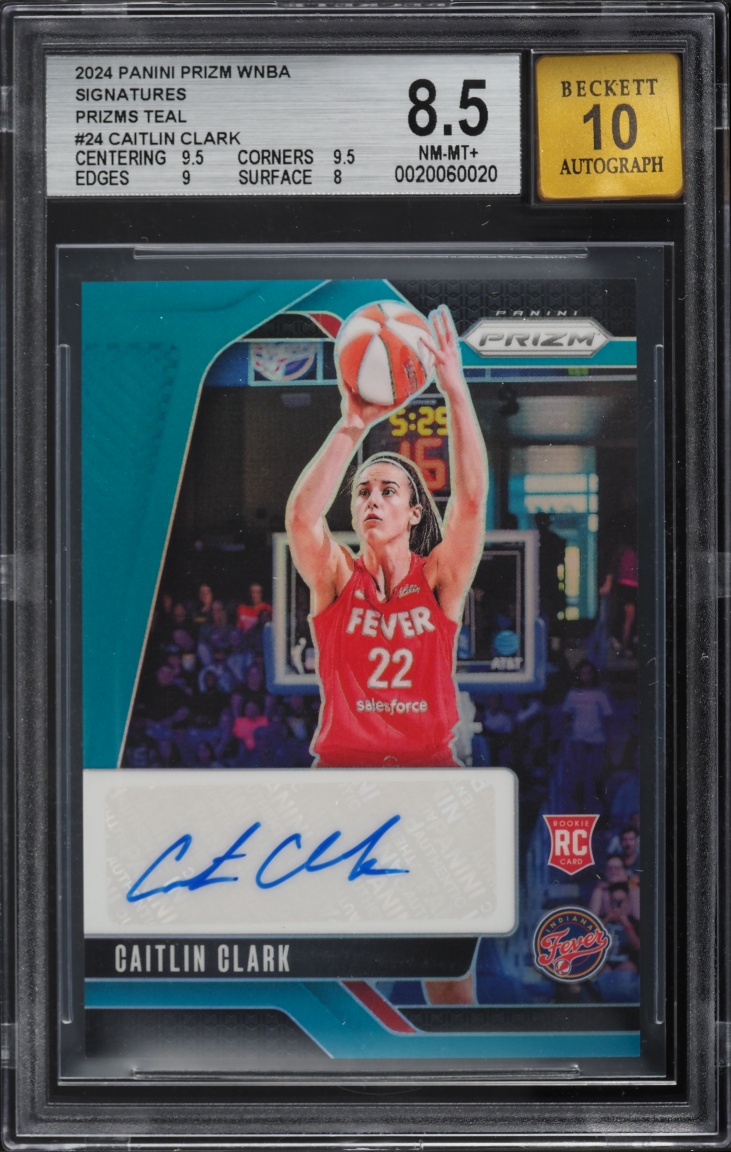 2024 Panini Prizm WNBA Teal Caitlin Clark ROOKIE AUTO /35 #SG-CC BGS 8.5 NM-MT+