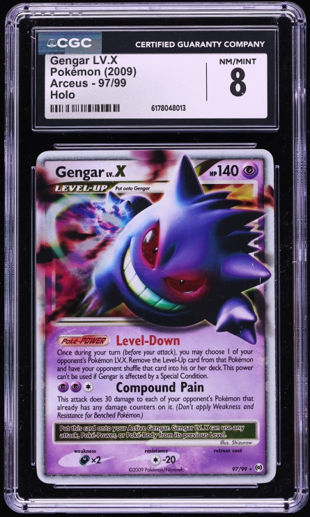 2009 Pokemon Platinum Arceus Holo Gengar LV.X #97 CGC 8 NM-MT