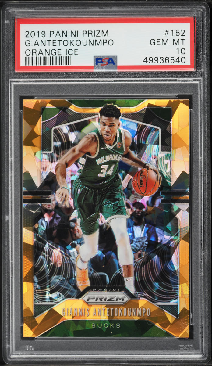 2019 Panini Prizm Orange Ice Giannis Antetokounmpo #152 PSA 10 GEM MINT