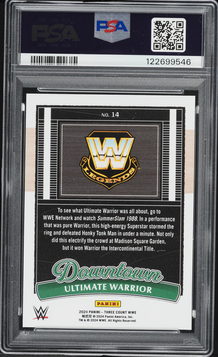 2024 Panini Three Count WWE Downtown Ultimate Warrior #14 PSA 8 NM-MT