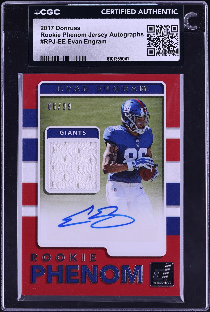 2017 Donruss Phenom Jersey Evan Engram ROOKIE PATCH AUTO /99 #RPJ-EE CGC AUTH