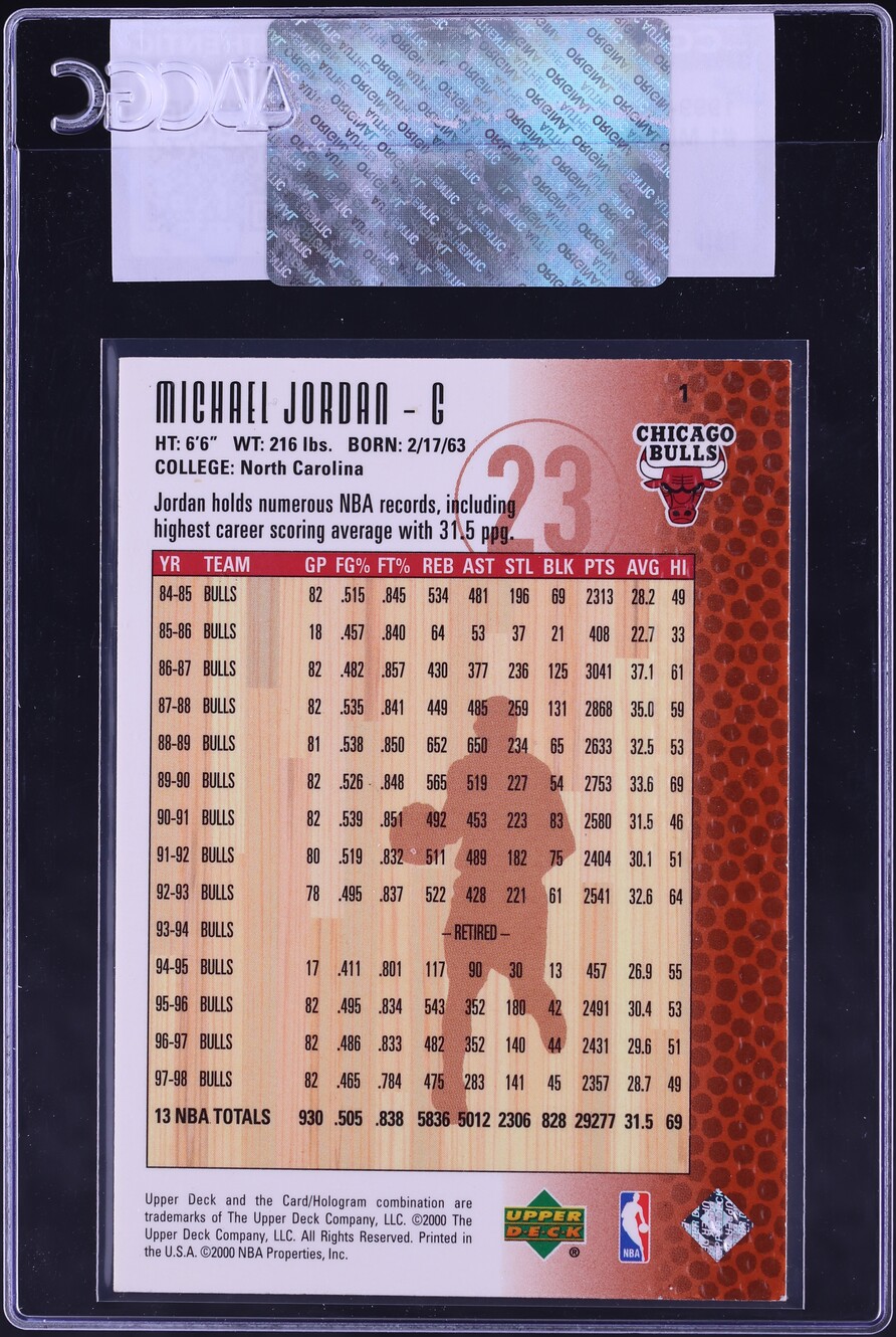 1999 Upper Deck Legends Michael Jordan #1 CGC AUTH