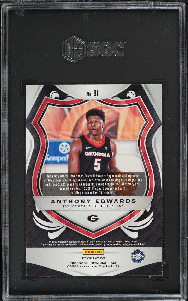 2020 Panini Prizm Draft Pink Ice Anthony Edwards ROOKIE #81 SGC 10 GEM MINT